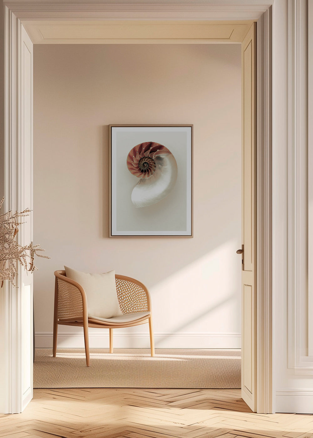 Fotografia ślimaka nautilus w spirali