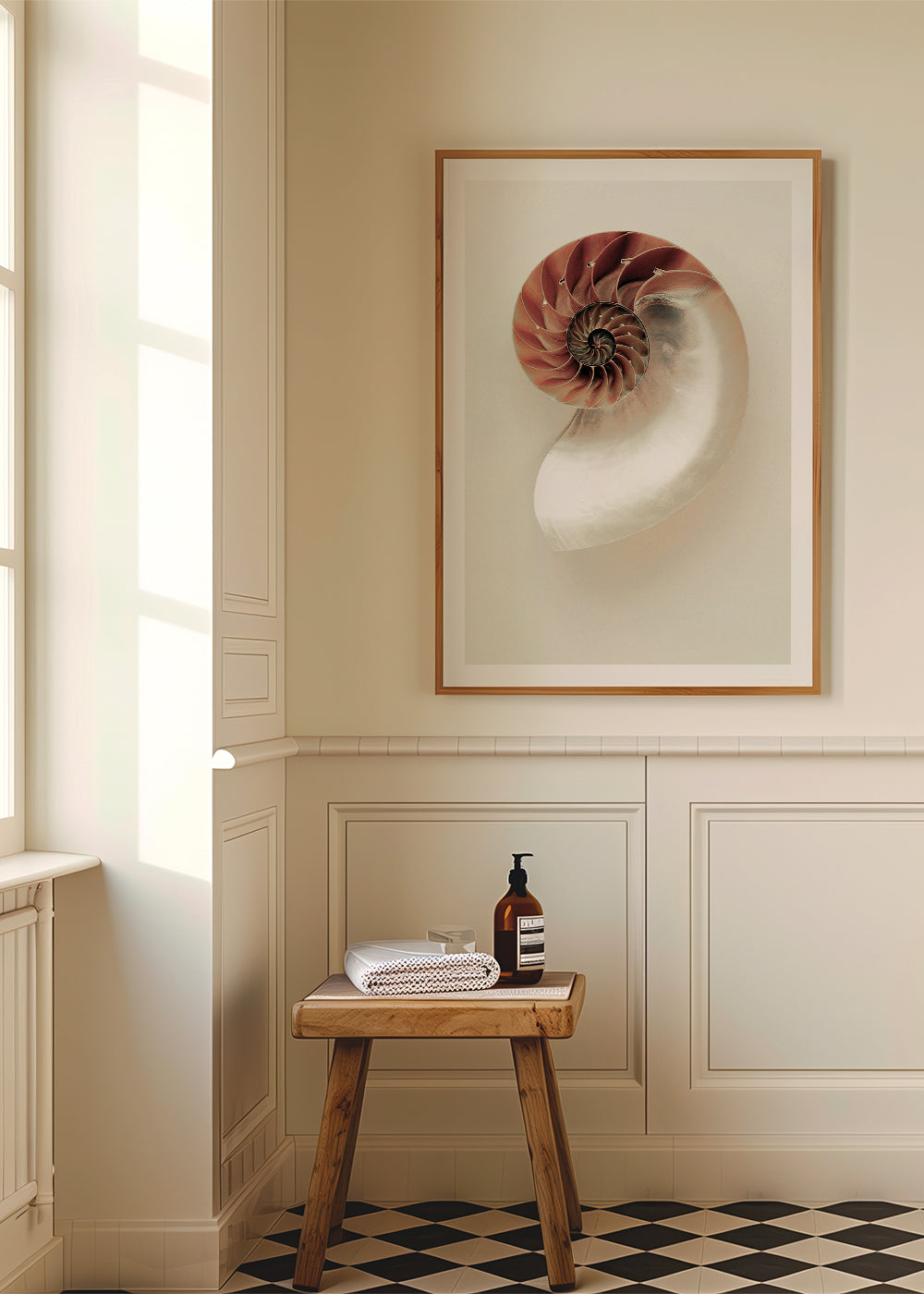 Fotografia ślimaka nautilus w spirali