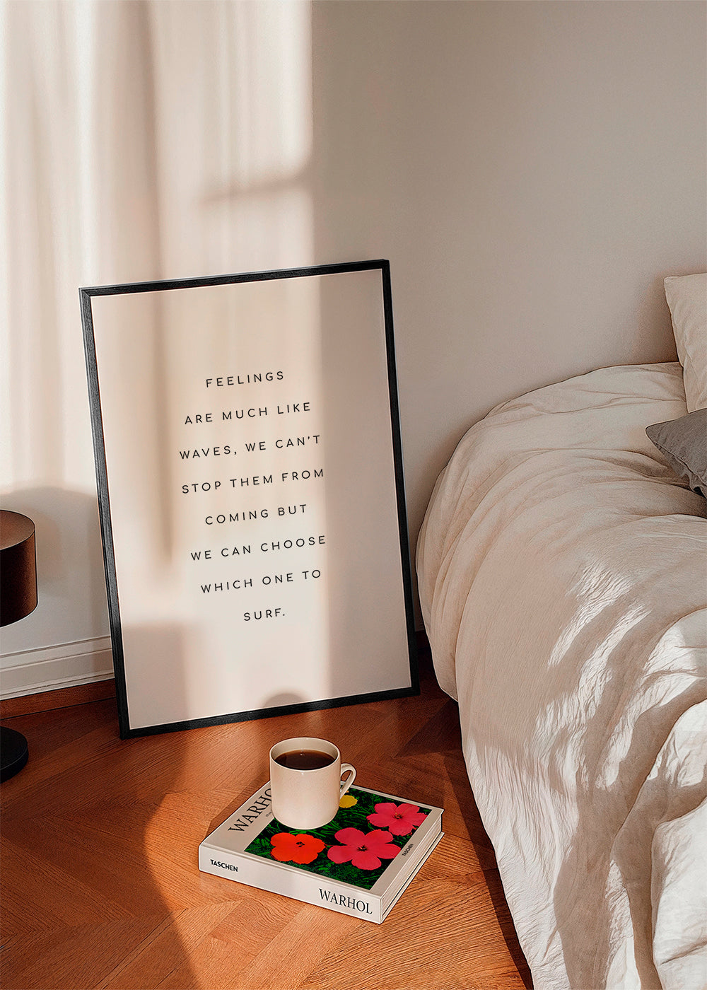 Czarno-biały plakat typograficzny z cytatem