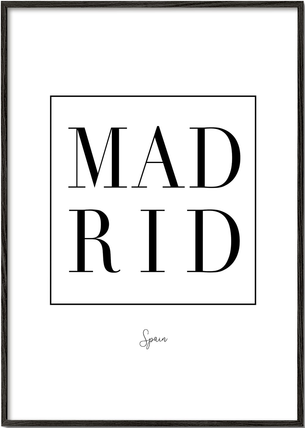 Plakat miasta Madryt typografia serif