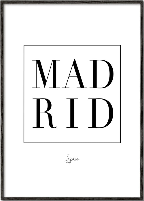 Plakat miasta Madryt typografia serif