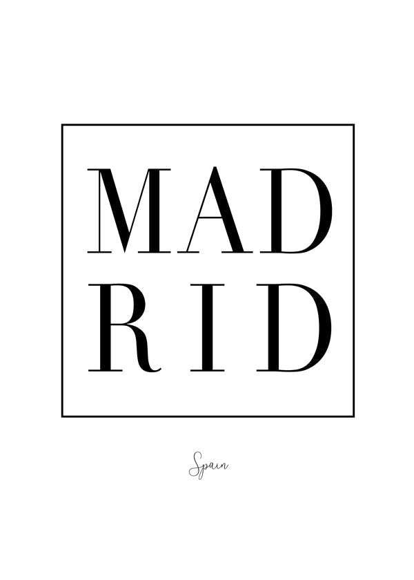 Plakat miasta Madryt typografia serif