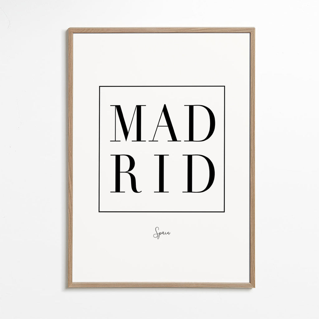Plakat miasta Madryt typografia serif