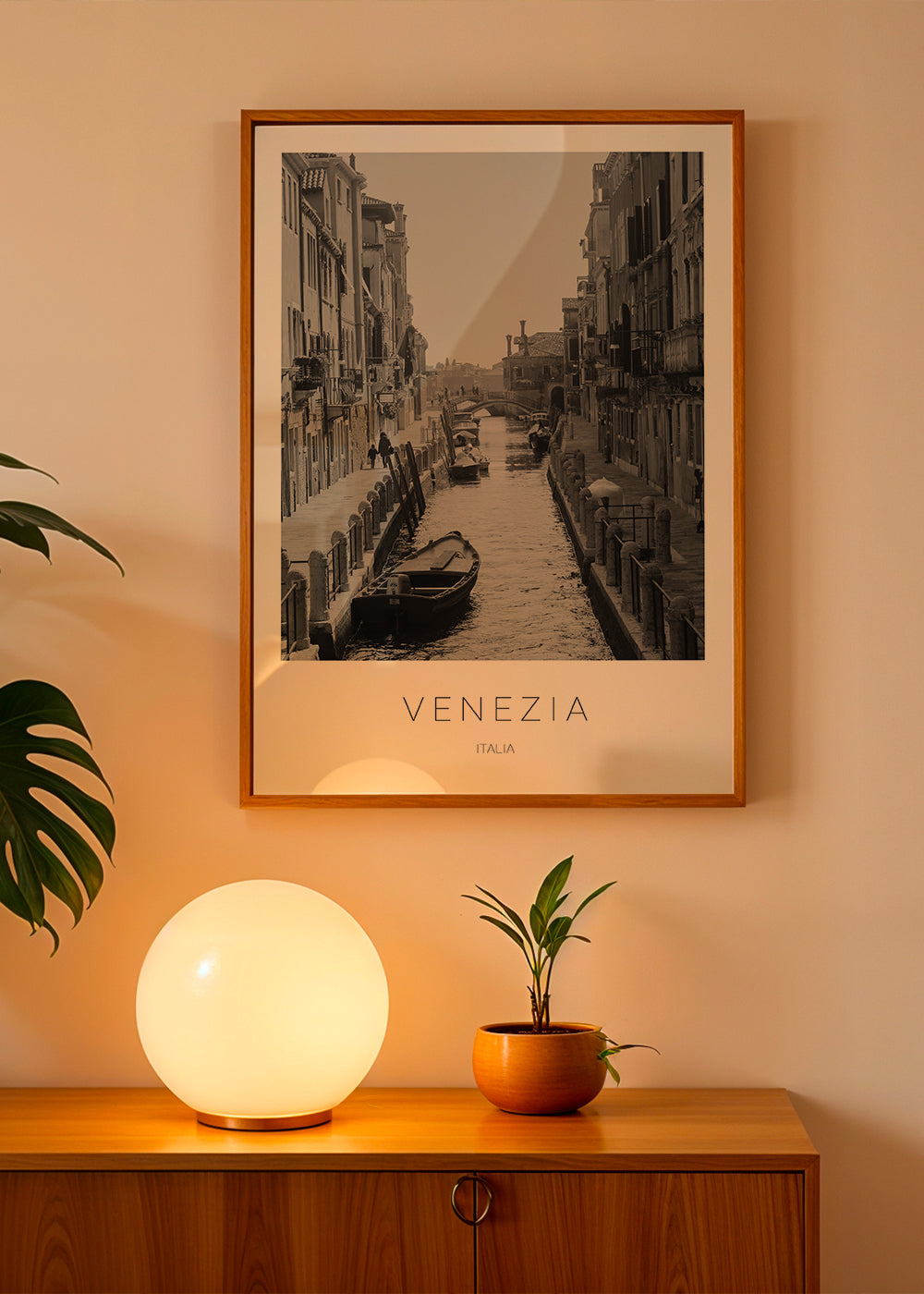 Plakat miasta — Kanał w Wenecji czarno-biały
