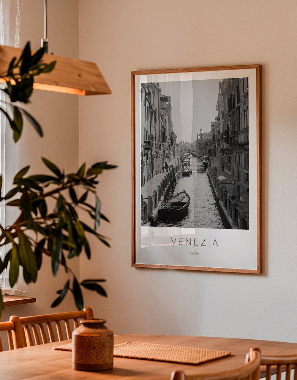 Plakat miasta — Kanał w Wenecji czarno-biały