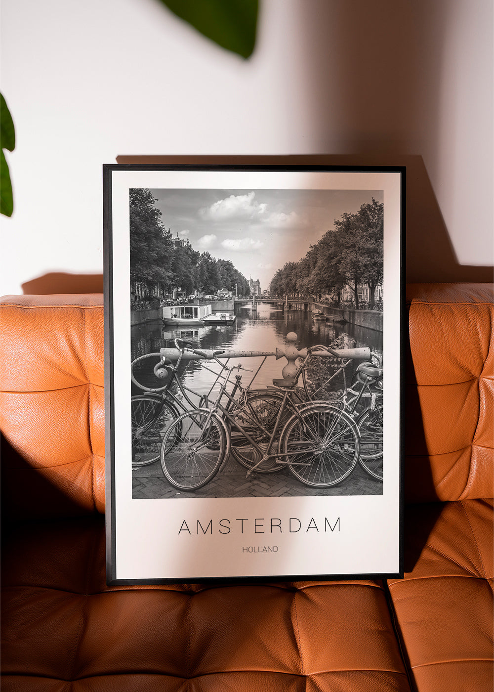 Plakat miasta Amsterdam czarno-biały