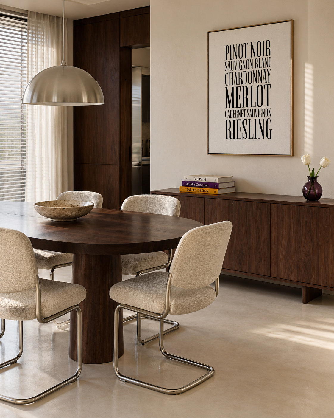 Wine types - Framed canvas in an interior