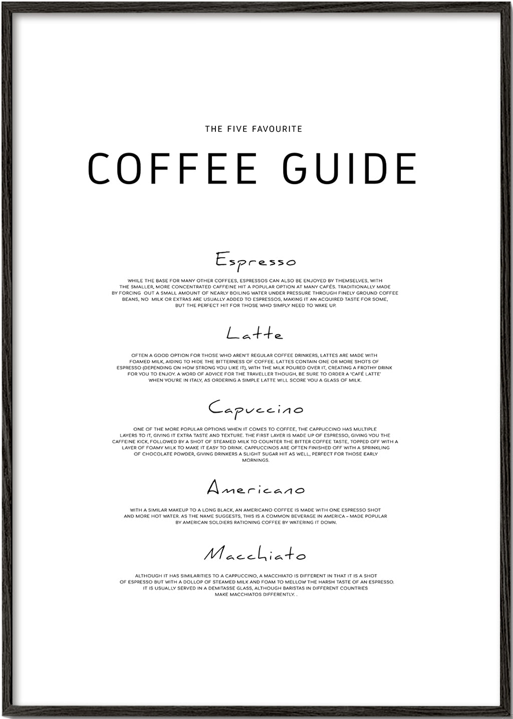 Sztuka do kuchni: Coffee Guide typograficzny