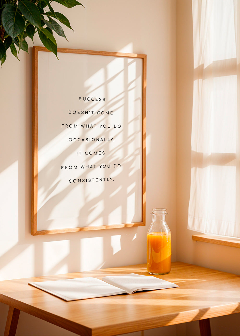 Minimalistyczny plakat z cytatem motywacyjnym na środku
