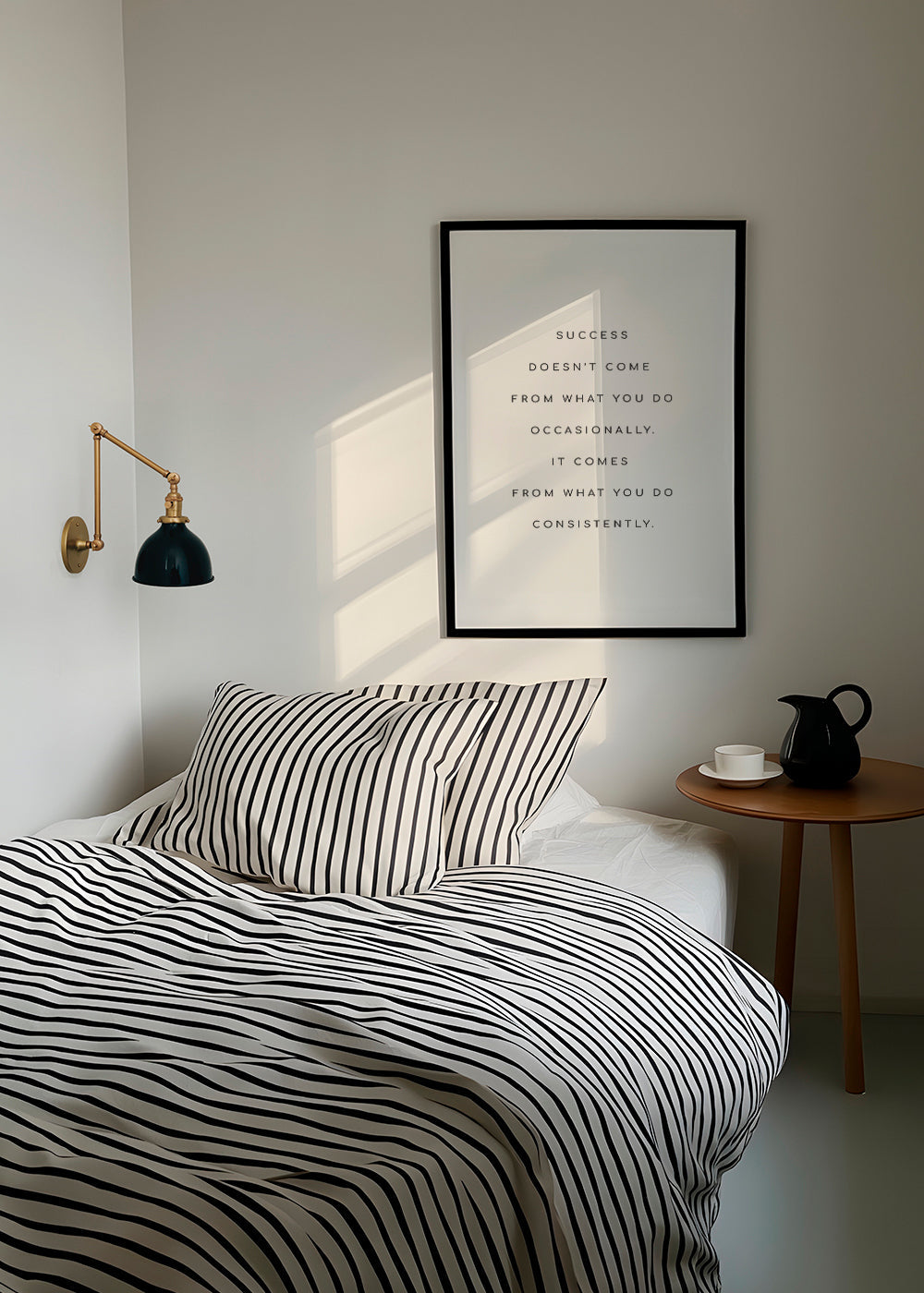 Minimalistyczny plakat z cytatem motywacyjnym na środku