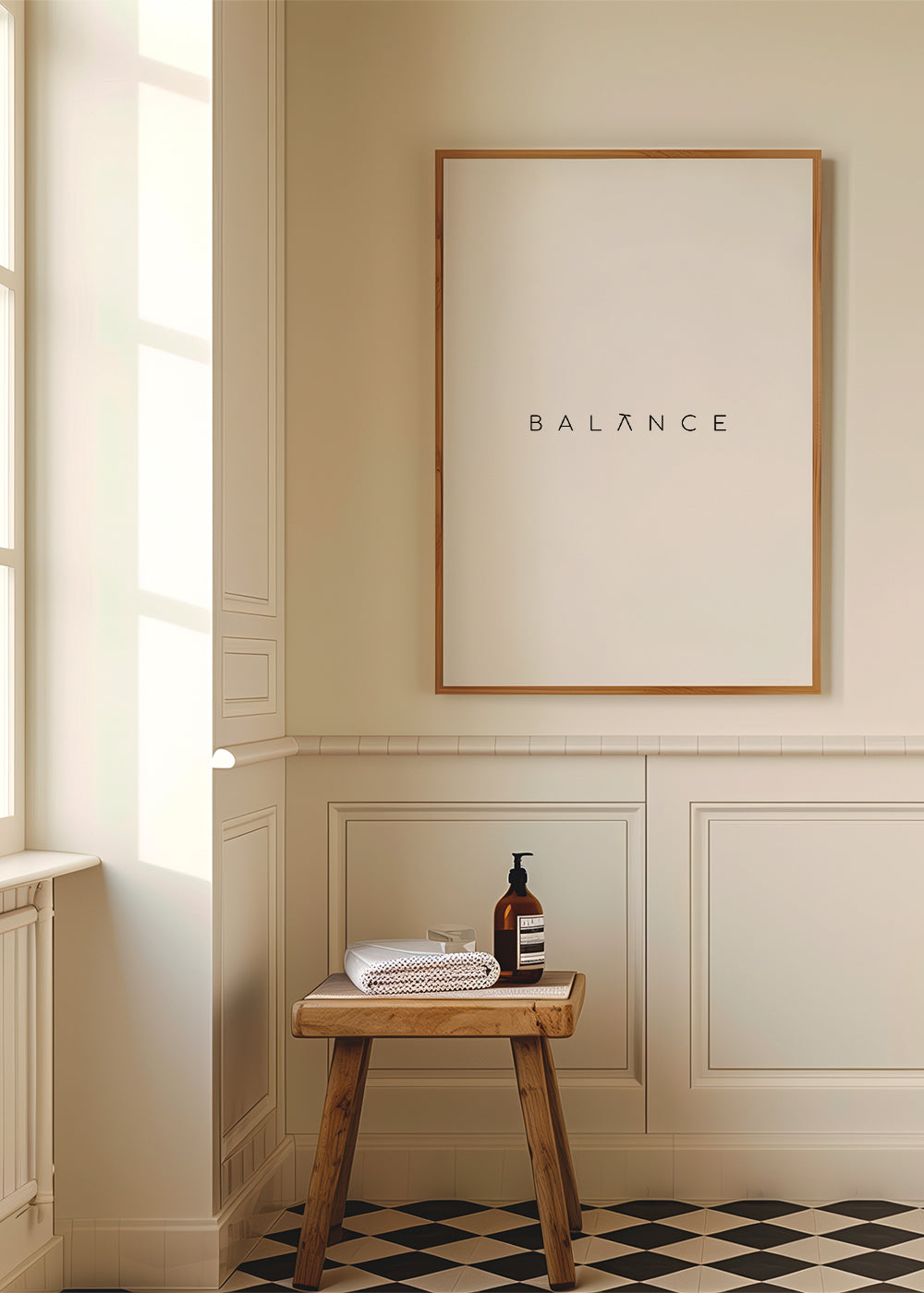 Minimalistyczny plakat Balance typografia