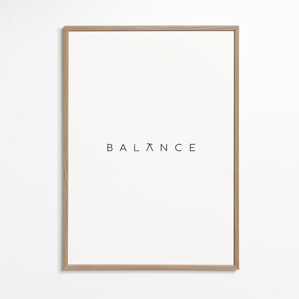 Minimalistyczny plakat Balance typografia