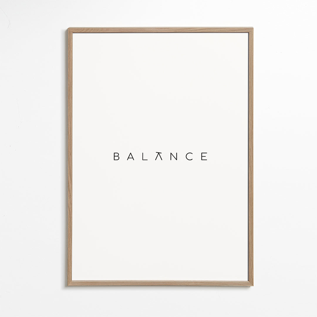 Minimalistyczny plakat Balance typografia