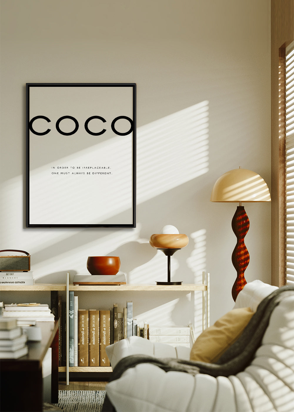 Czarno-biały plakat z cytatem COCO