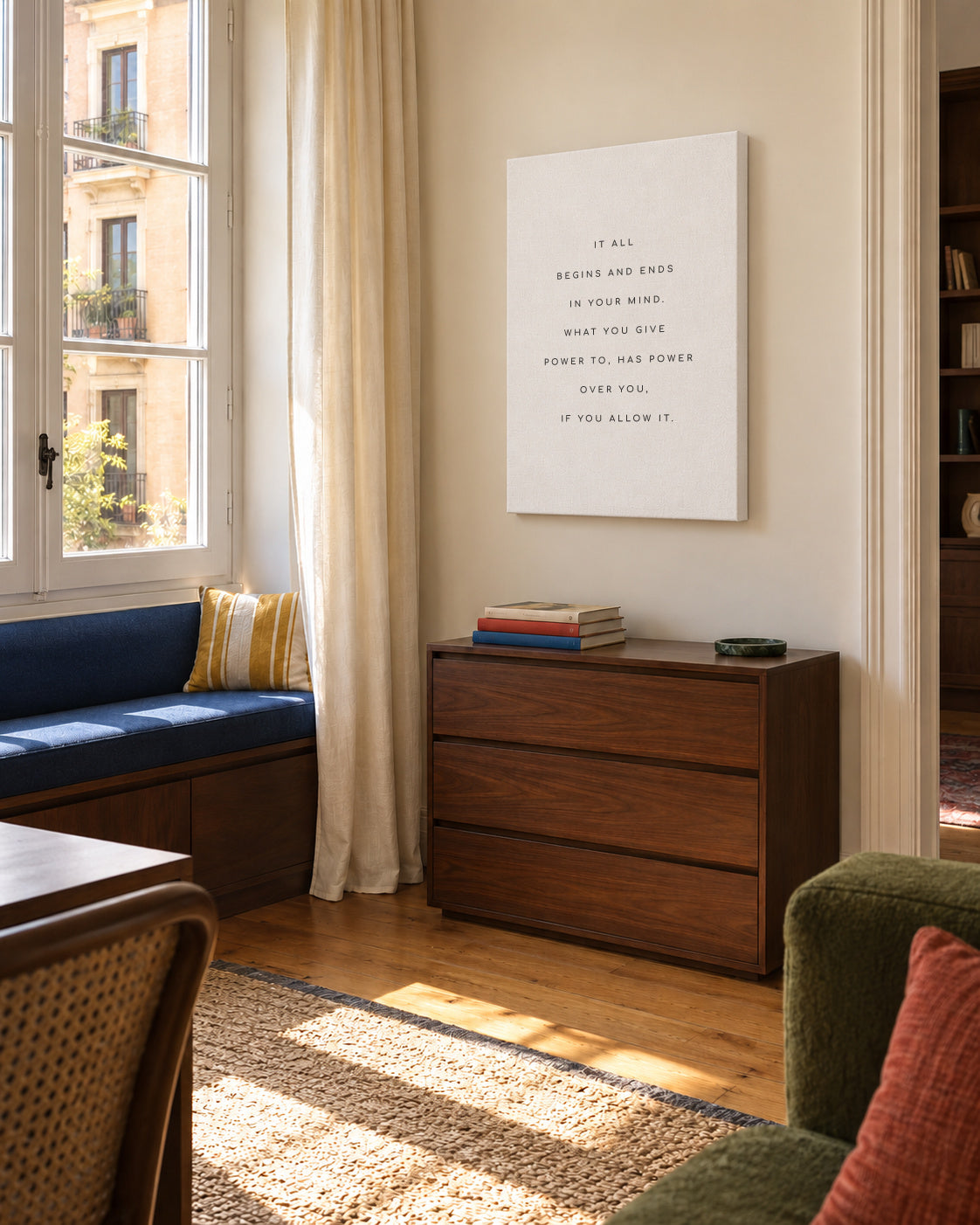 Your mind quote - Unframed canvas in an interior