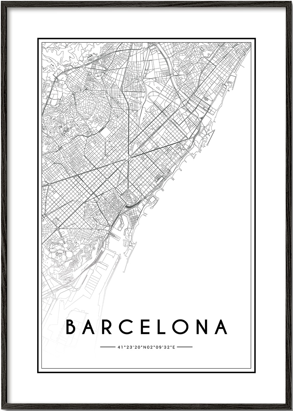 Plakat miasta Barcelona mapa graficzna