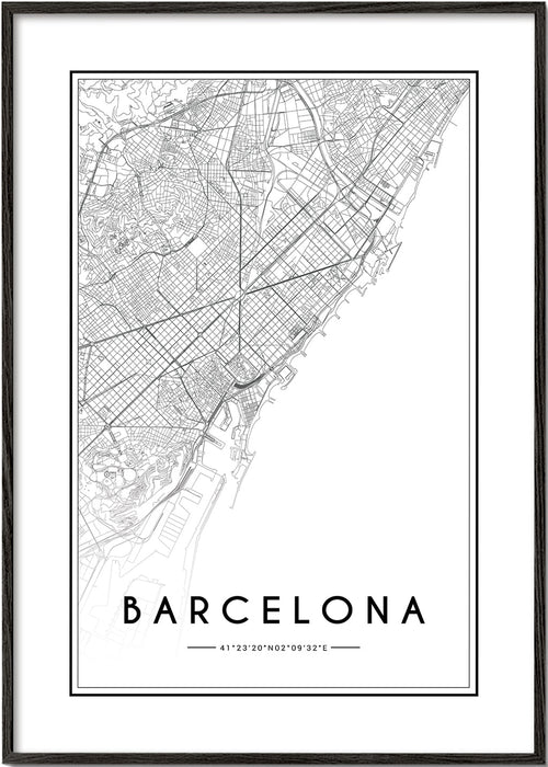 Plakat miasta Barcelona mapa graficzna