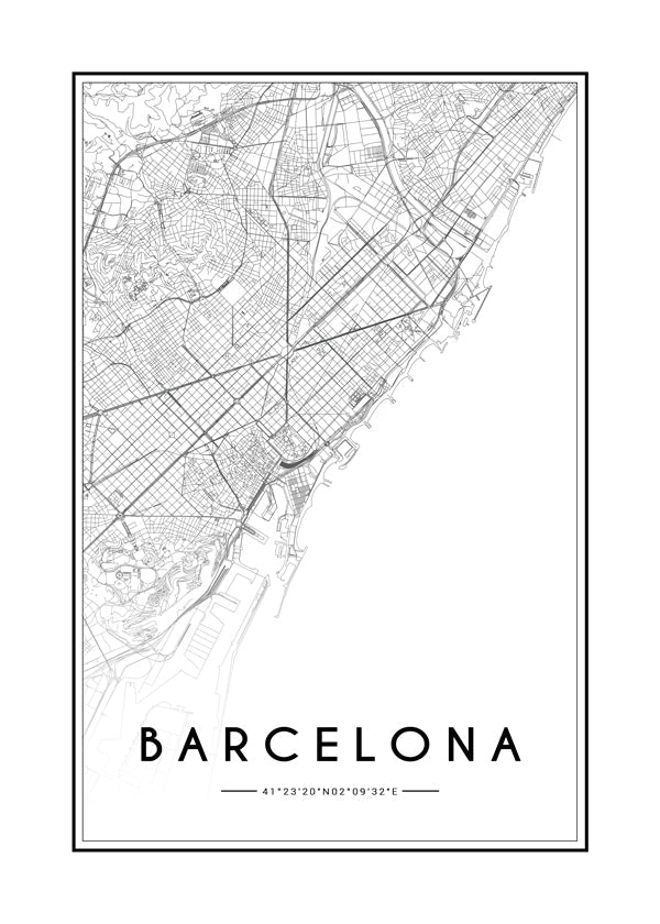 Plakat miasta Barcelona mapa graficzna