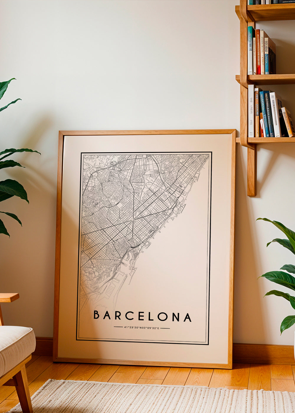 Plakat miasta Barcelona mapa graficzna