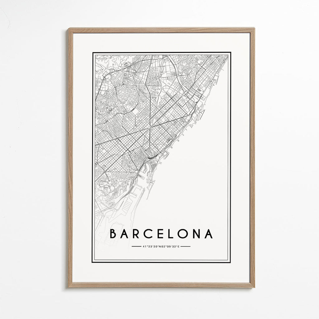 Plakat miasta Barcelona mapa graficzna