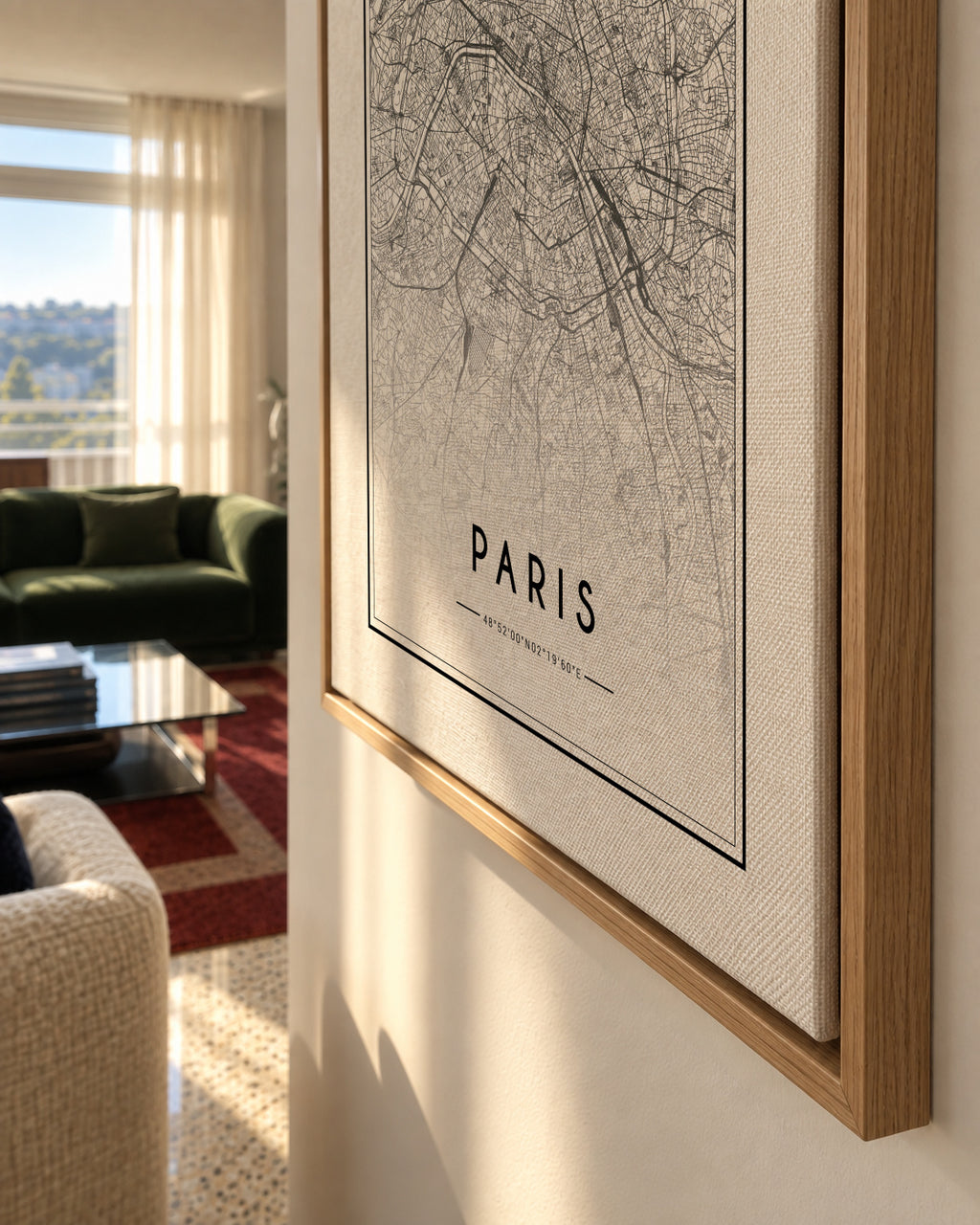Paris map - Framed canvas detail