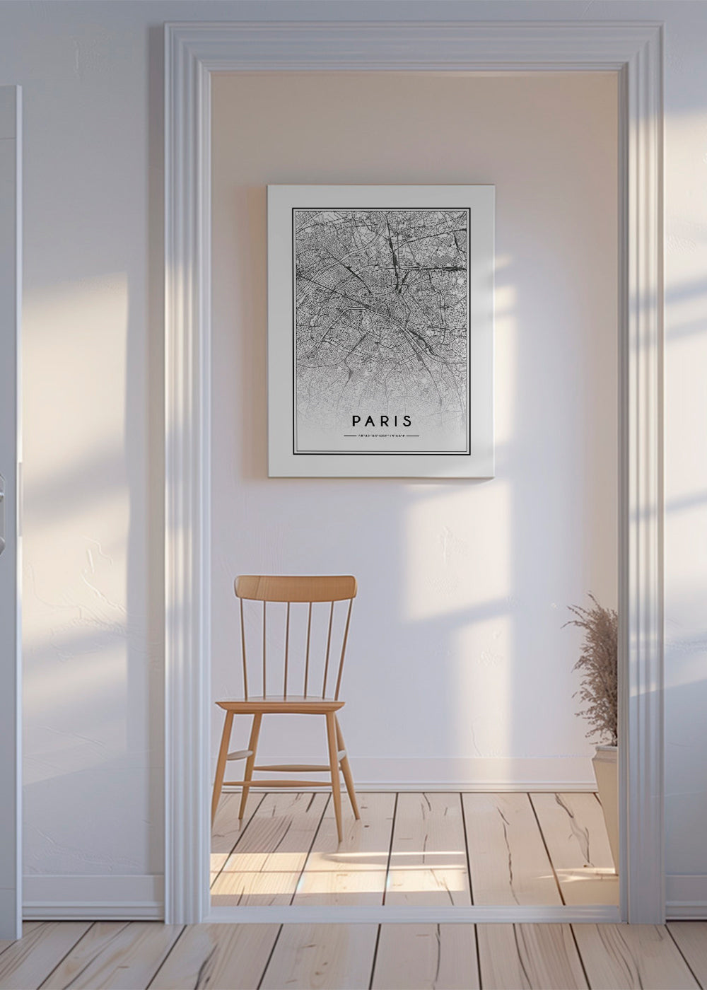 Plakat podróżniczy: mapa Paryża w linii