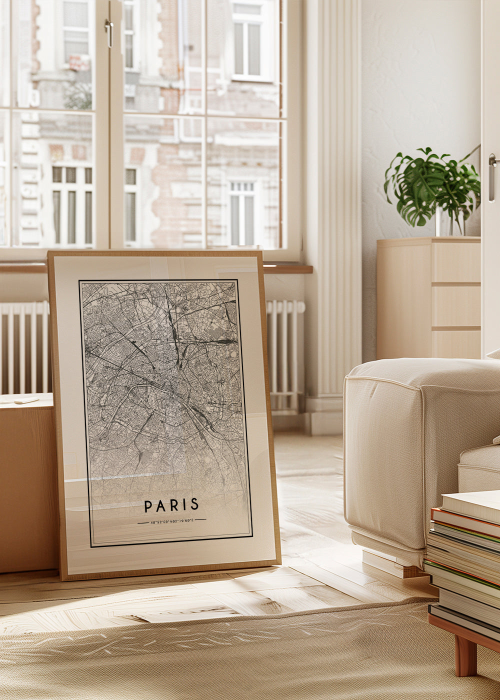 Plakat podróżniczy: mapa Paryża w linii