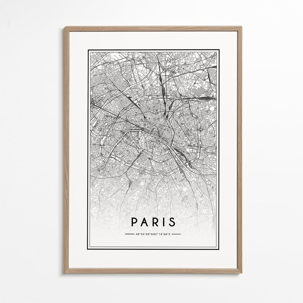 Plakat podróżniczy: mapa Paryża w linii