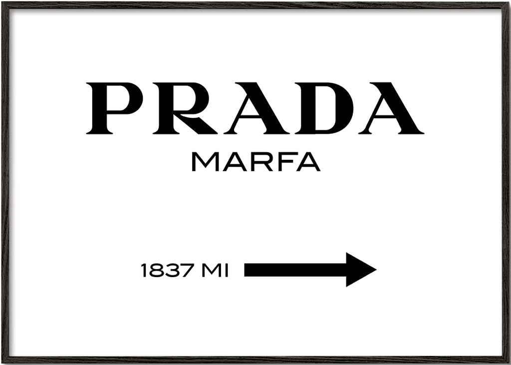 Plakat podróżniczy z typografią Prada Marfa