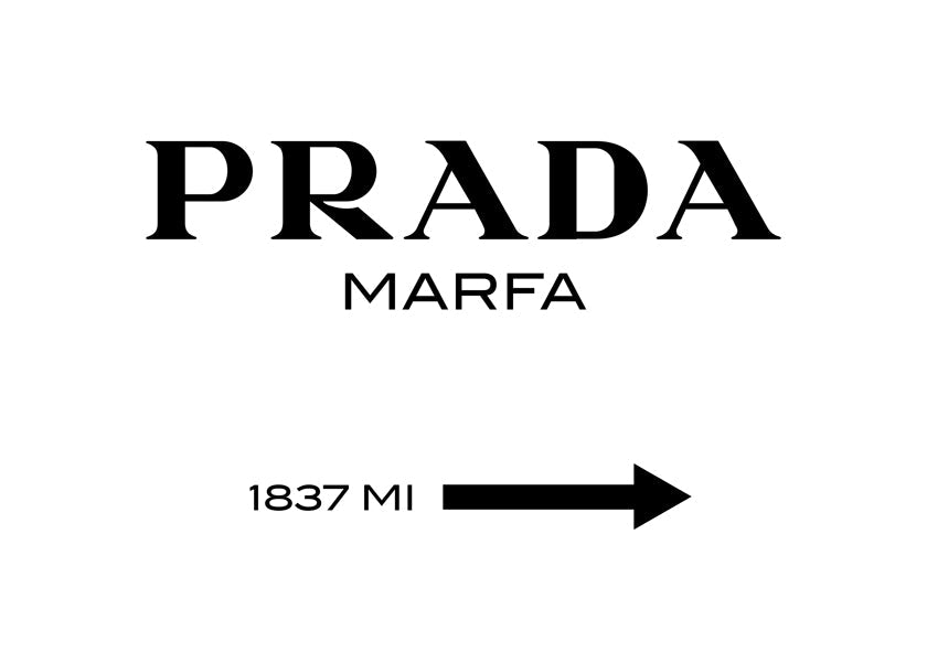 Plakat podróżniczy z typografią Prada Marfa