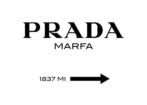 Plakat podróżniczy z typografią Prada Marfa