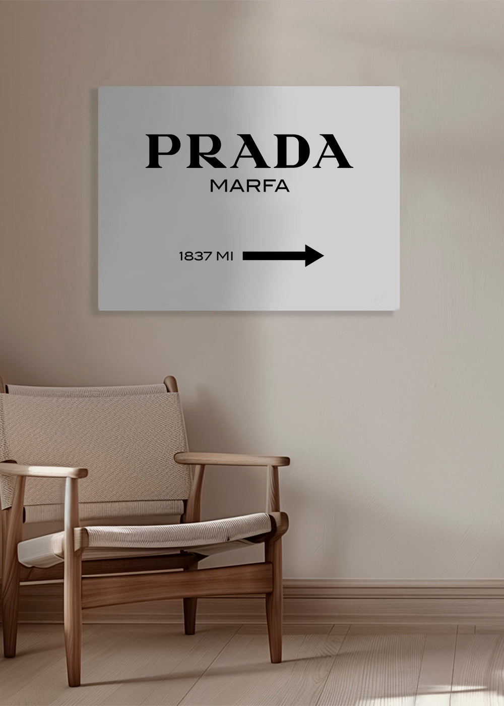 Plakat podróżniczy z typografią Prada Marfa
