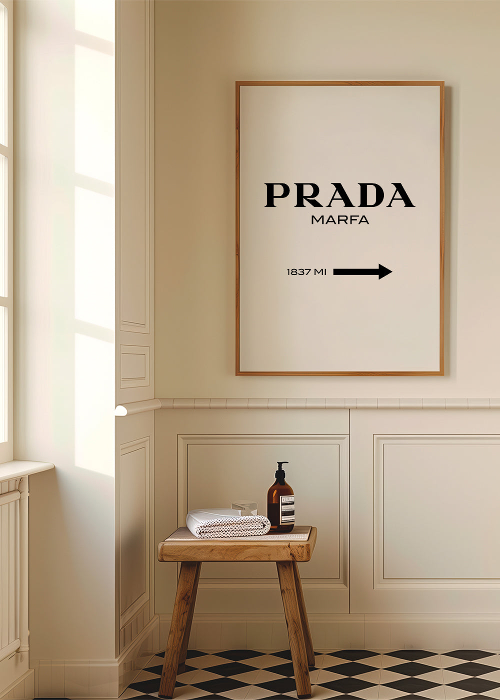 Plakat miasta PRADA Marfa typograficzny minimalny