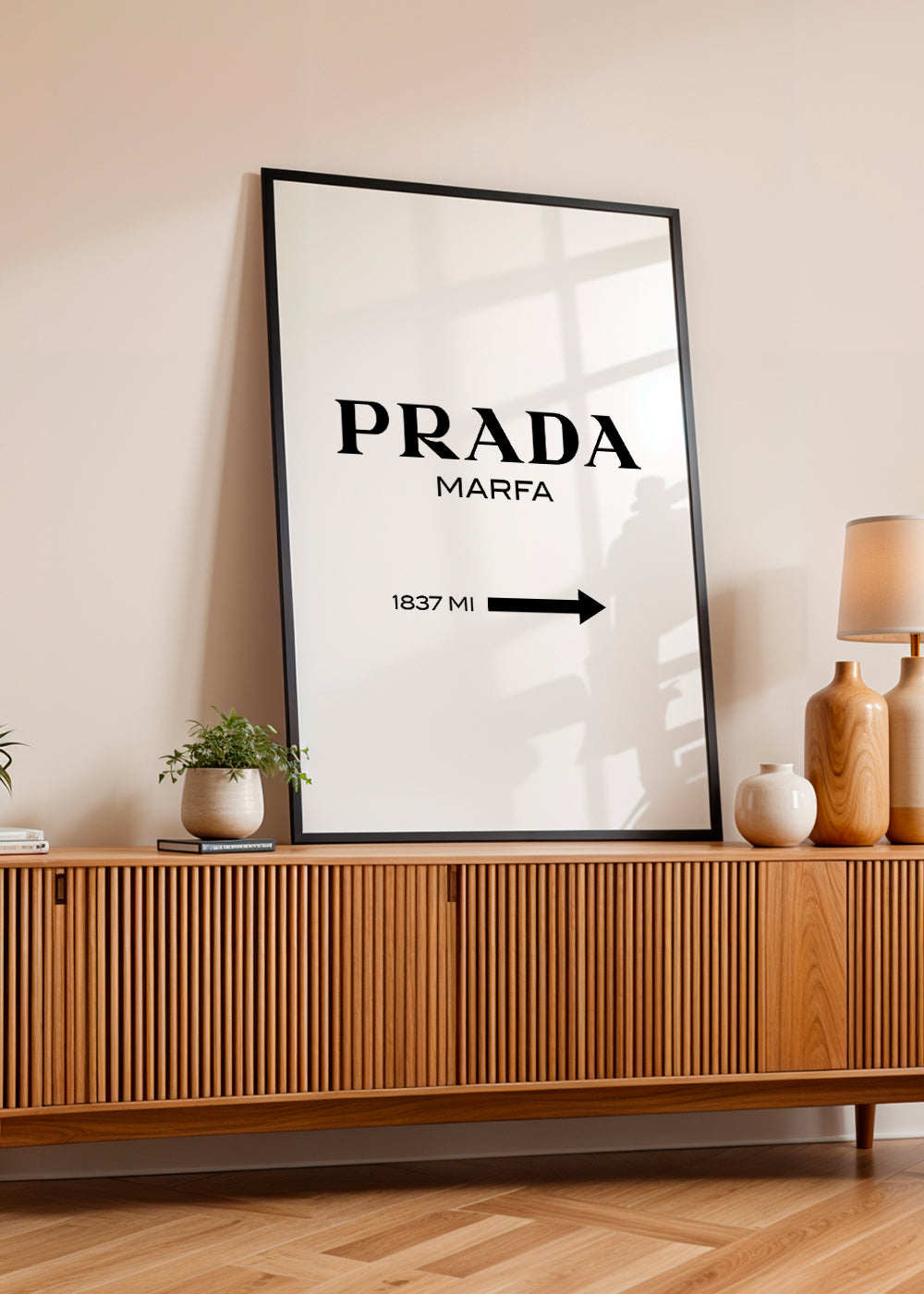 Plakat miasta PRADA Marfa typograficzny minimalny