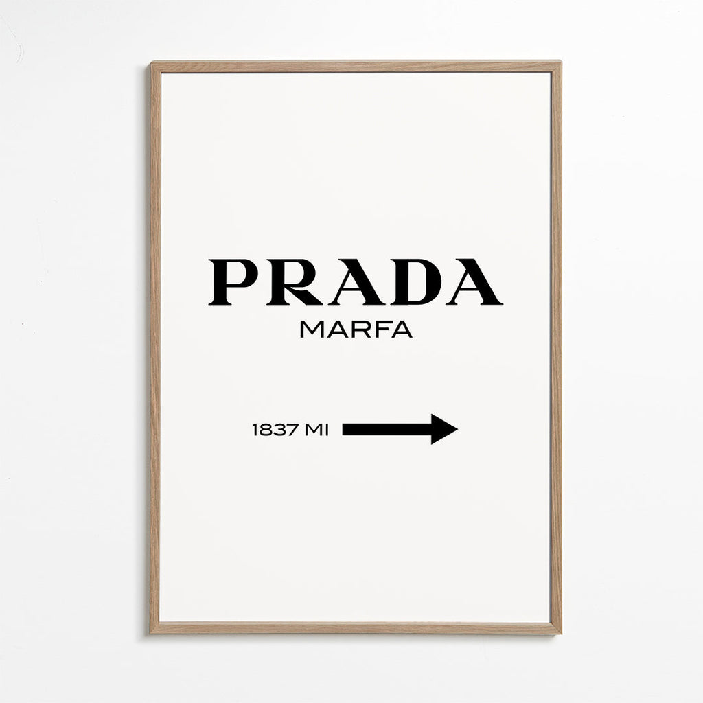 Plakat miasta PRADA Marfa typograficzny minimalny