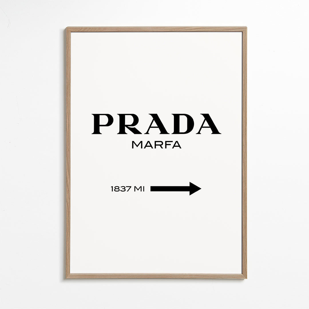 Plakat miasta PRADA Marfa typograficzny minimalny