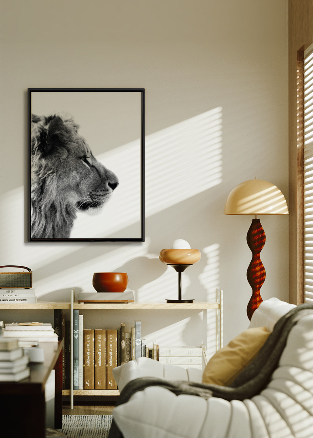 Lion - Framed canvas in an interior