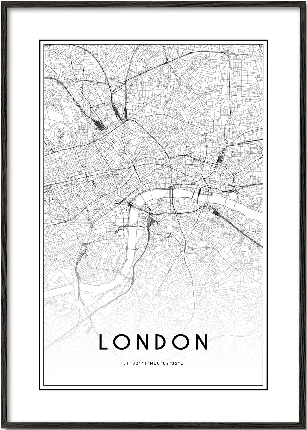Plakat miasta: mapa Londynu minimalistyczna