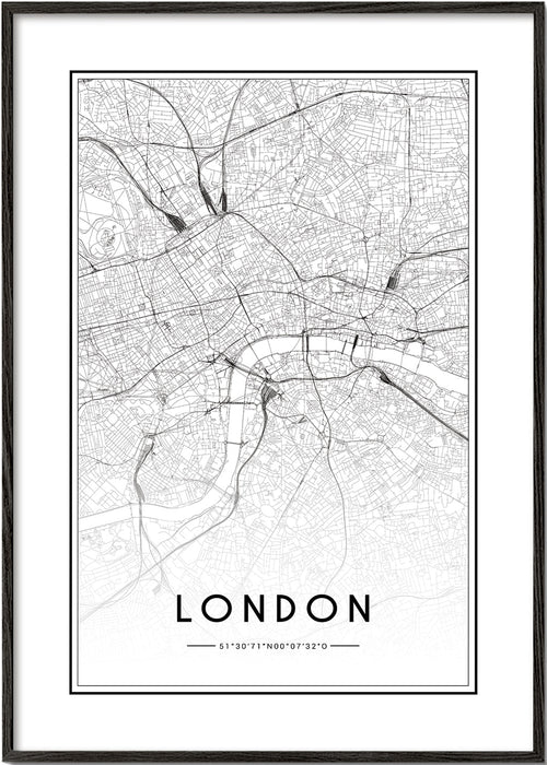 Plakat miasta: mapa Londynu minimalistyczna