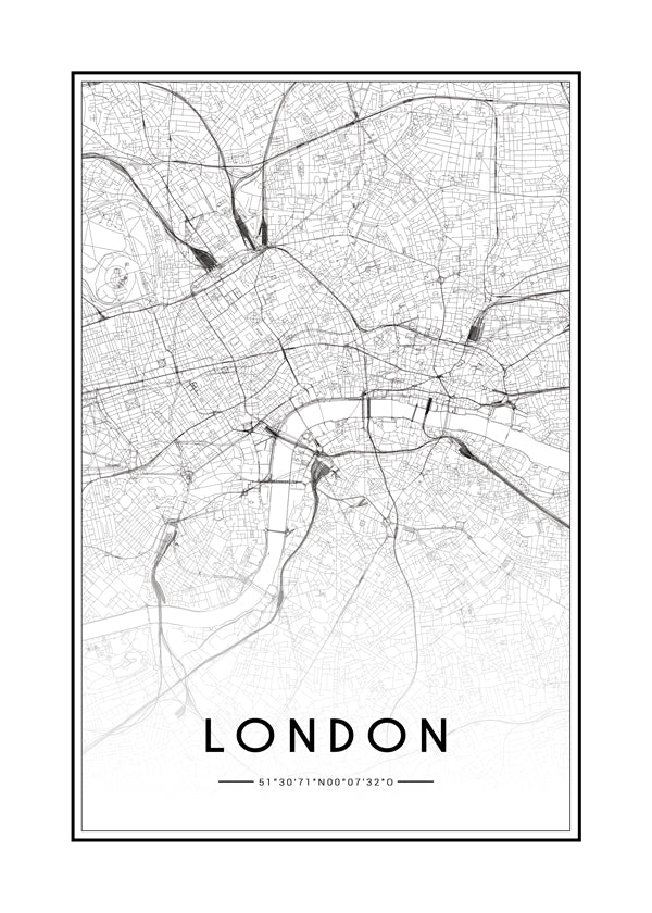 Plakat miasta: mapa Londynu minimalistyczna