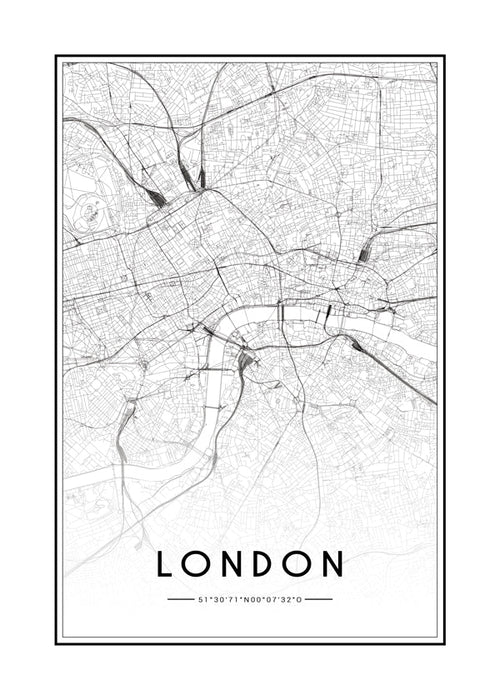Plakat miasta: mapa Londynu minimalistyczna