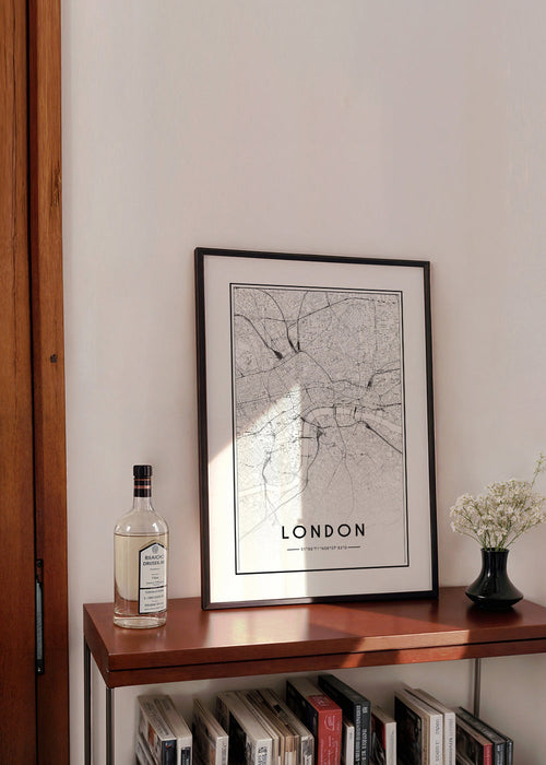 Plakat miasta: mapa Londynu minimalistyczna
