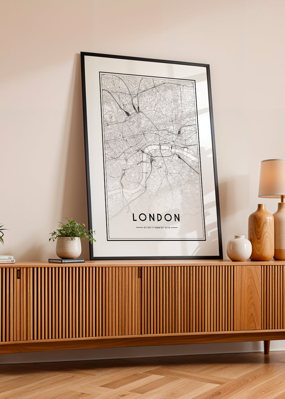 Plakat miasta: mapa Londynu minimalistyczna
