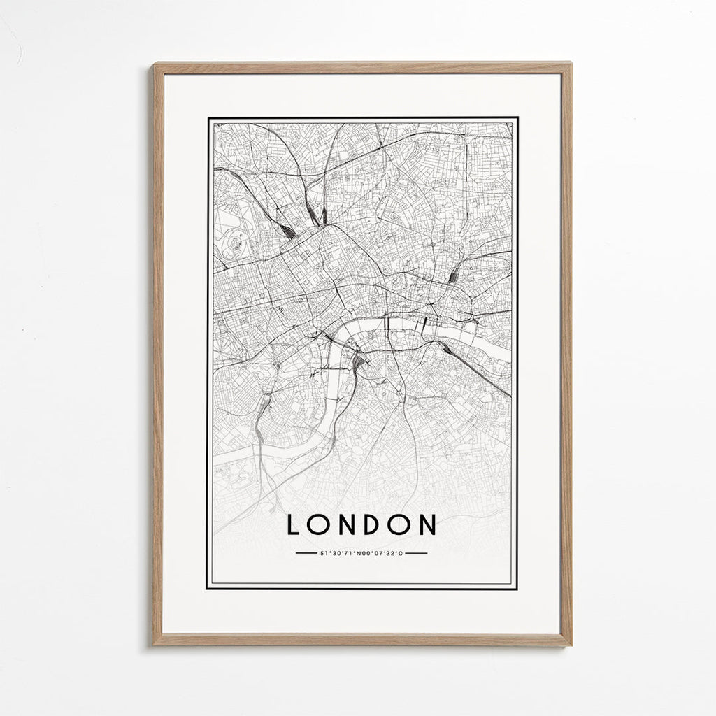 Plakat miasta: mapa Londynu minimalistyczna