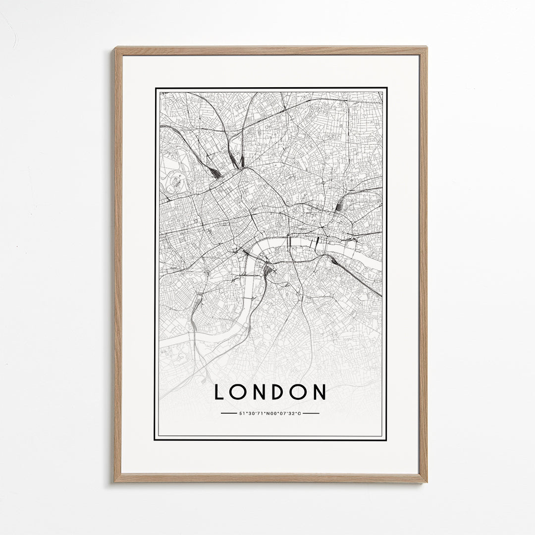 Plakat miasta: mapa Londynu minimalistyczna