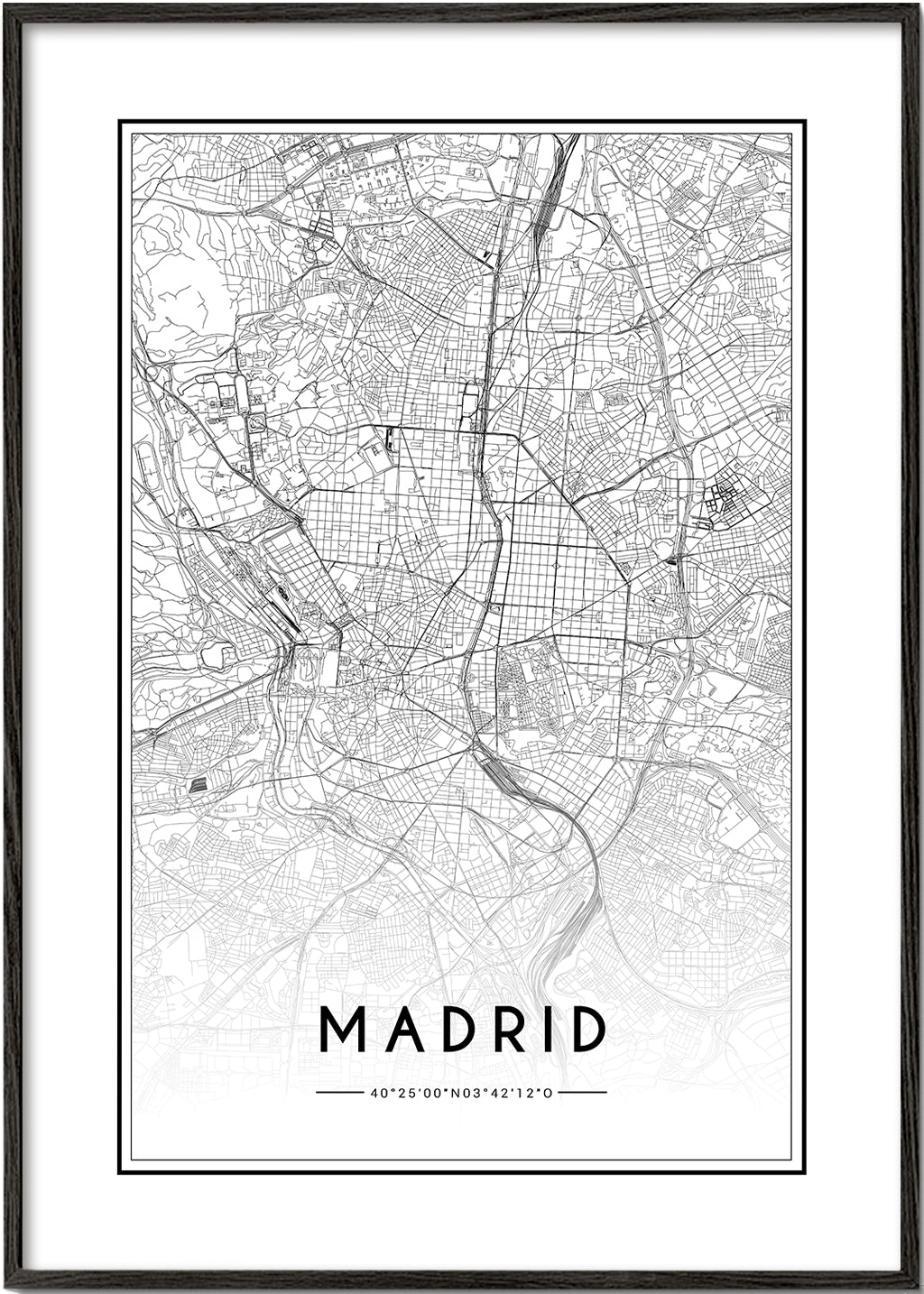 Plakat miasta Madryt mapa