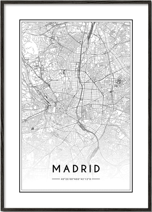 Plakat miasta Madryt mapa