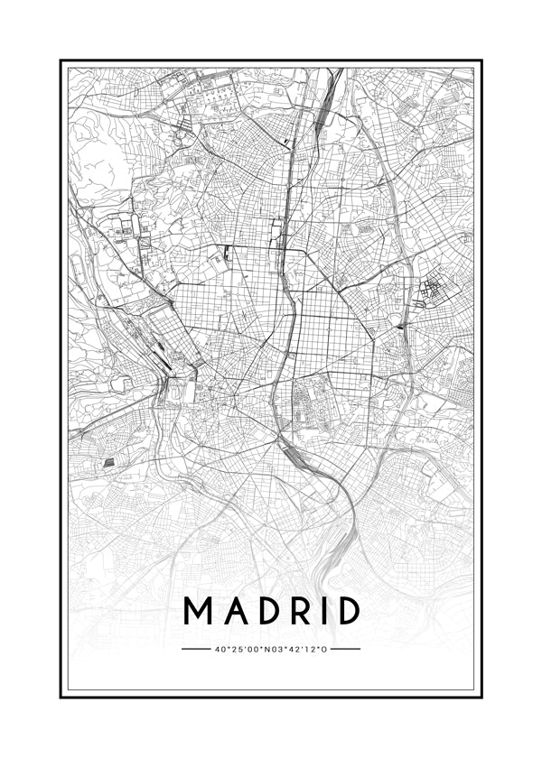 Plakat miasta Madryt mapa