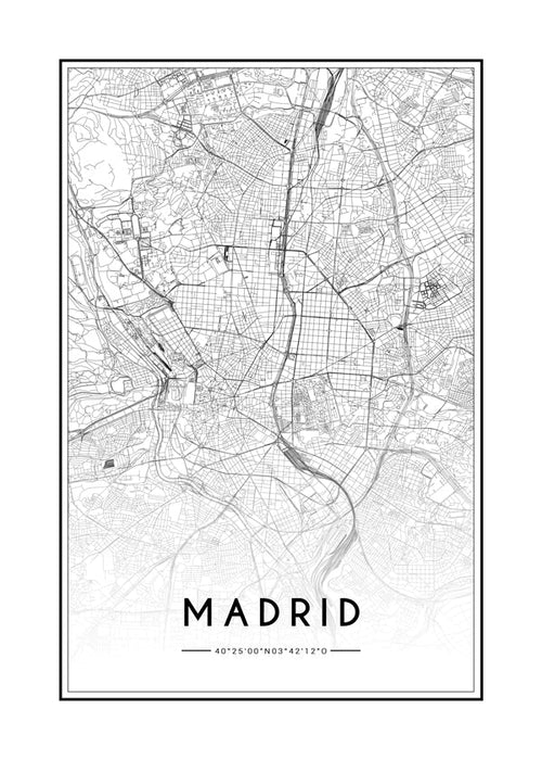 Plakat miasta Madryt mapa