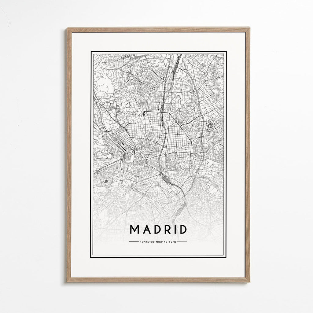 Plakat miasta Madryt mapa